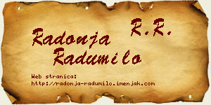 Radonja Radumilo vizit kartica